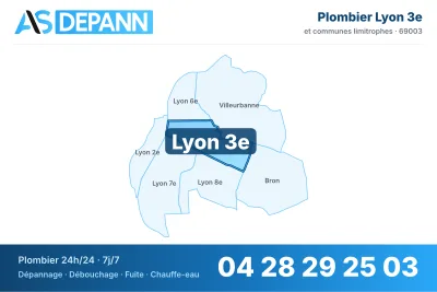 Vignette de la carte de Lyon 3e desservie par AS Depann