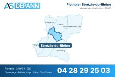 Vignette de la carte de Sérézin-du-Rhône desservie par AS Depann